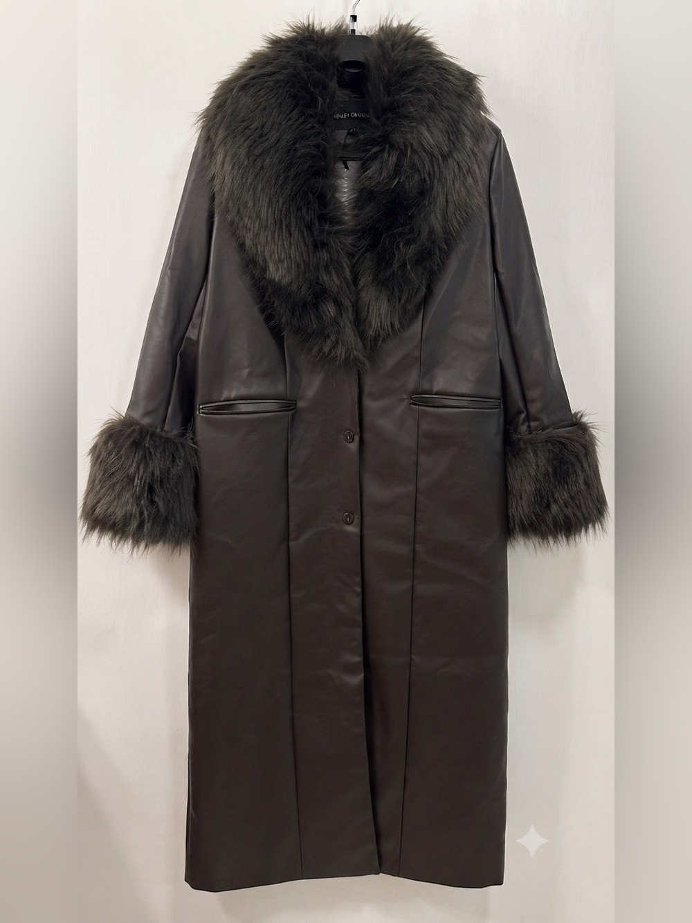 NEW Ashley Graham Dark Brown Fur Wrap Long Coat Women’s Plus Size 0X MSRP $300 - Picture 5 of 12